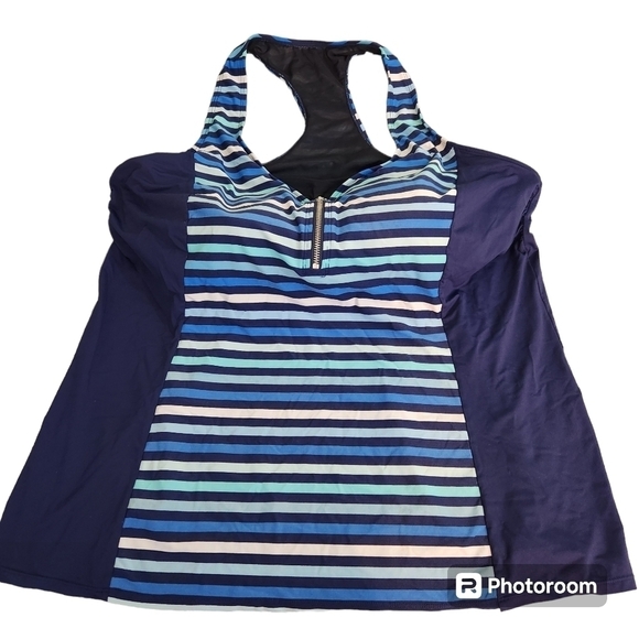 Beach House Striped Tankini Top Bathing Suit Plus Size, sz 22W - Picture 1 of 6